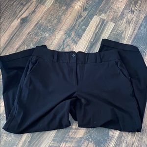 Black wide leg dress pants cuff leg